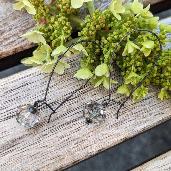 Vintage Jewelry - Vintage Crystal Kidney Wire Earrings